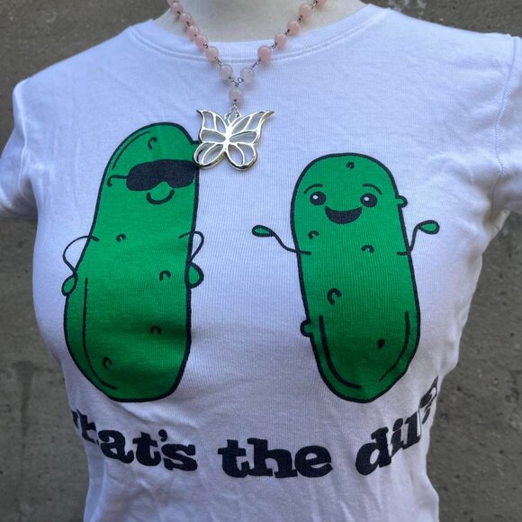 2000s Streetwear Society “What’s The Dill?” Pickle Baby Tee - Picture 2 of 6